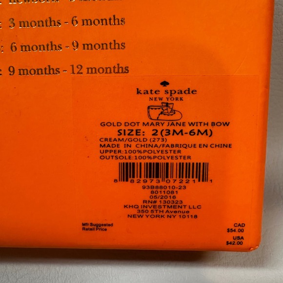 Kate Spade // Gold Infant Shoes, Size 3-6M - Picture 8 of 10